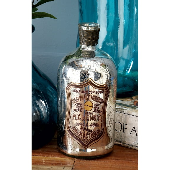 DecMode Traditional 9 x 4 inch painted iron and glass bottle