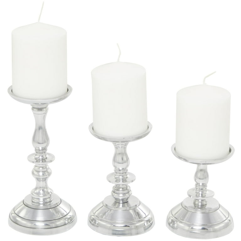 DecMode Traditional Aluminum Decorative Candle Holder, Set of 3 8 DecMode Traditional Aluminum Decorative Candle Holder, Set of 3 8