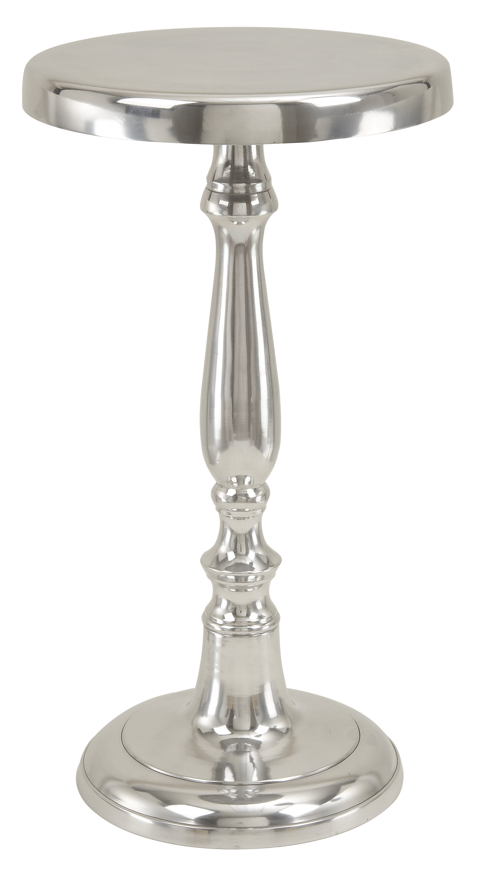 DecMode 21", 19", 17" Silver Stainless Steel Modern Accent Table, Set