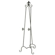 DecMode Traditional Black Metal Easel with Fleur de Lis Designs and Support Chain, 21"W x 65"H