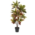 thumbnail image 1 of DecMode Traditional Green/Red Croton Artificial Plant with Black Round Pot, 27"W x 50"H, 1 of 9