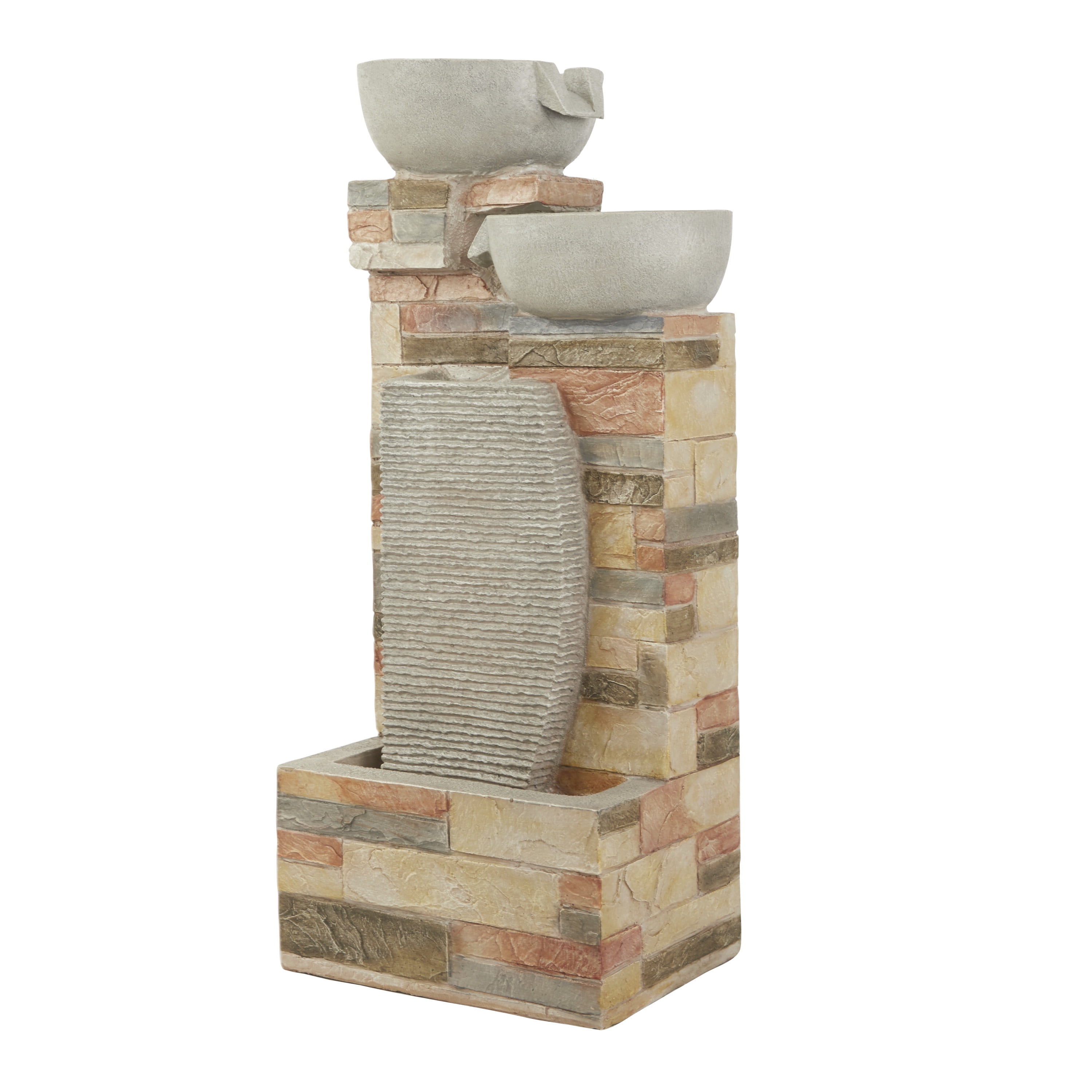 Traditional Gray and Terracotta Polyresin Indoor/Outdoor Water Fountain