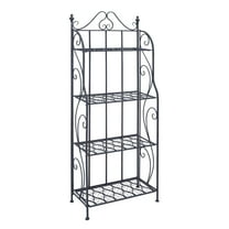 DecMode Traditional Metal Bakers Rack with Scrollwork Design and Black Finish, 25"W x 64"H