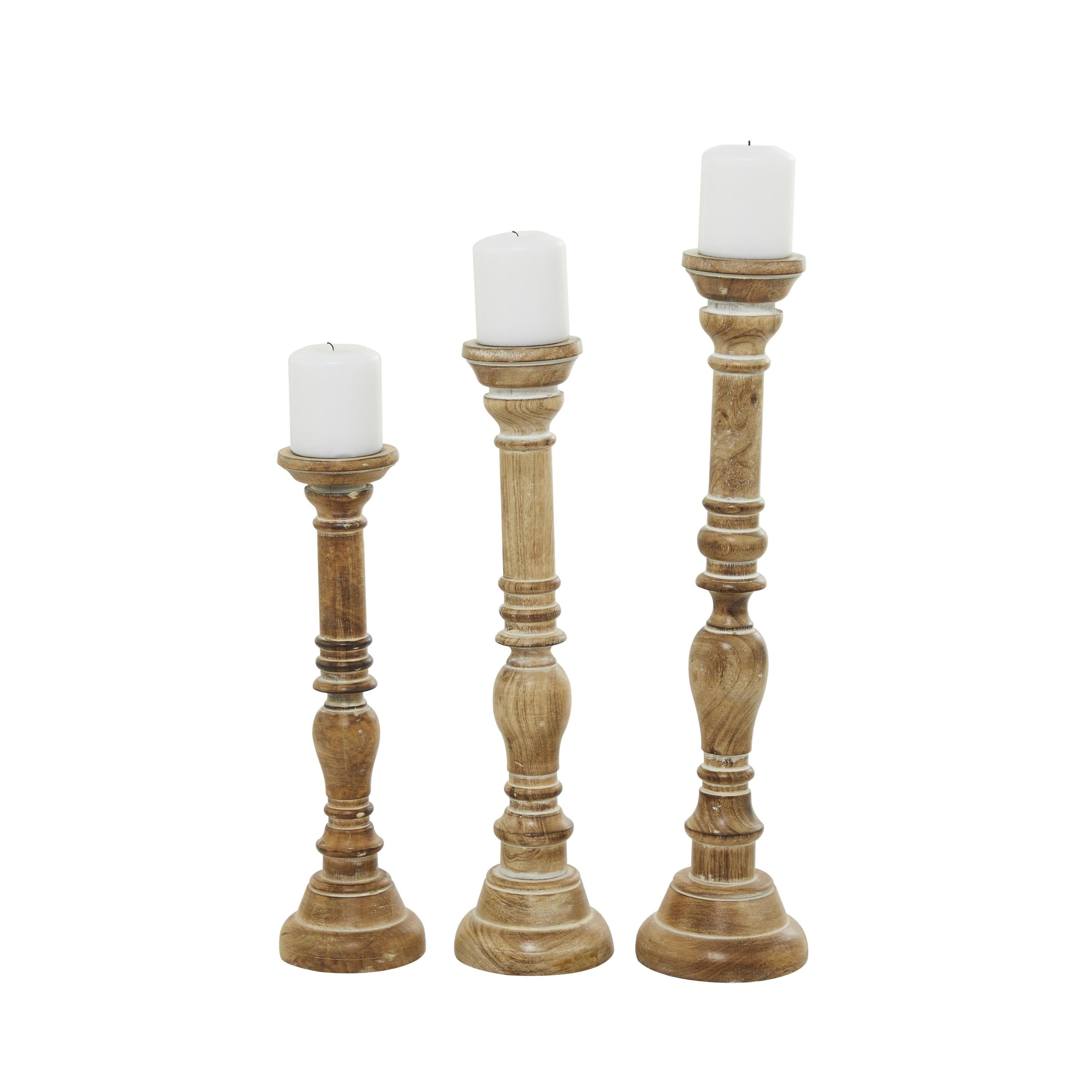 Elegant 24" Tall Wooden Candlestick with Fine Craftsmanship