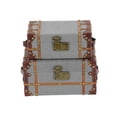 thumbnail image 1 of DecMode Upholstered Gray Wood Decorative Box with Hinged Lid, 2 Count, 1 of 11