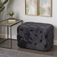 thumbnail image 1 of DecMode Velvet Traditional Stool, Black, 28"W, 19"H, 1 of 9