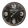thumbnail image 1 of DecMode Vintage Black/Brown Distressed Finish Wall Clock, 35"D Features "PARIS UNION HOTEL 159 Rue du Bac, FRANCE" Text, 1 of 14