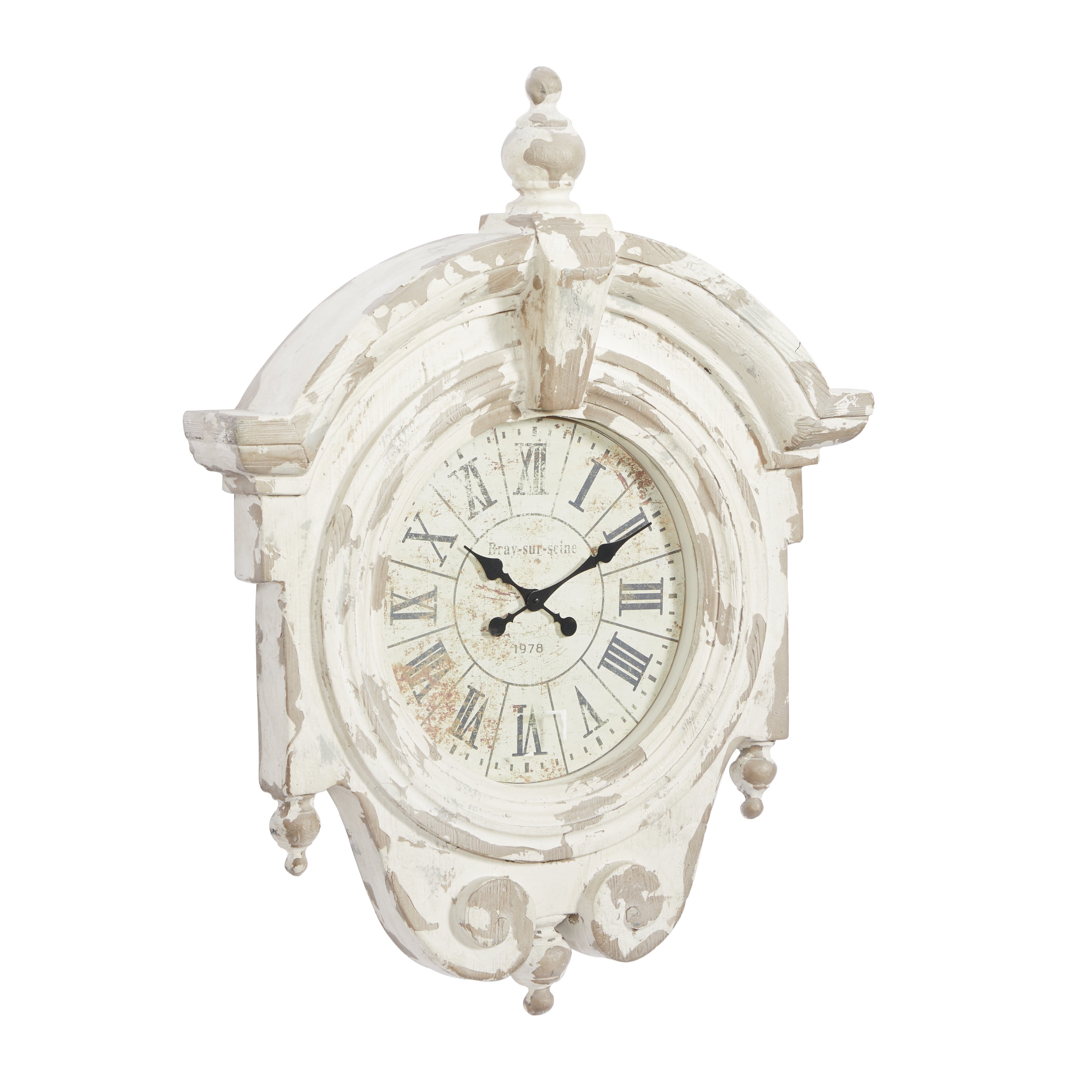 Vintage Brown and White Distressed Fiberglass Wall Clock