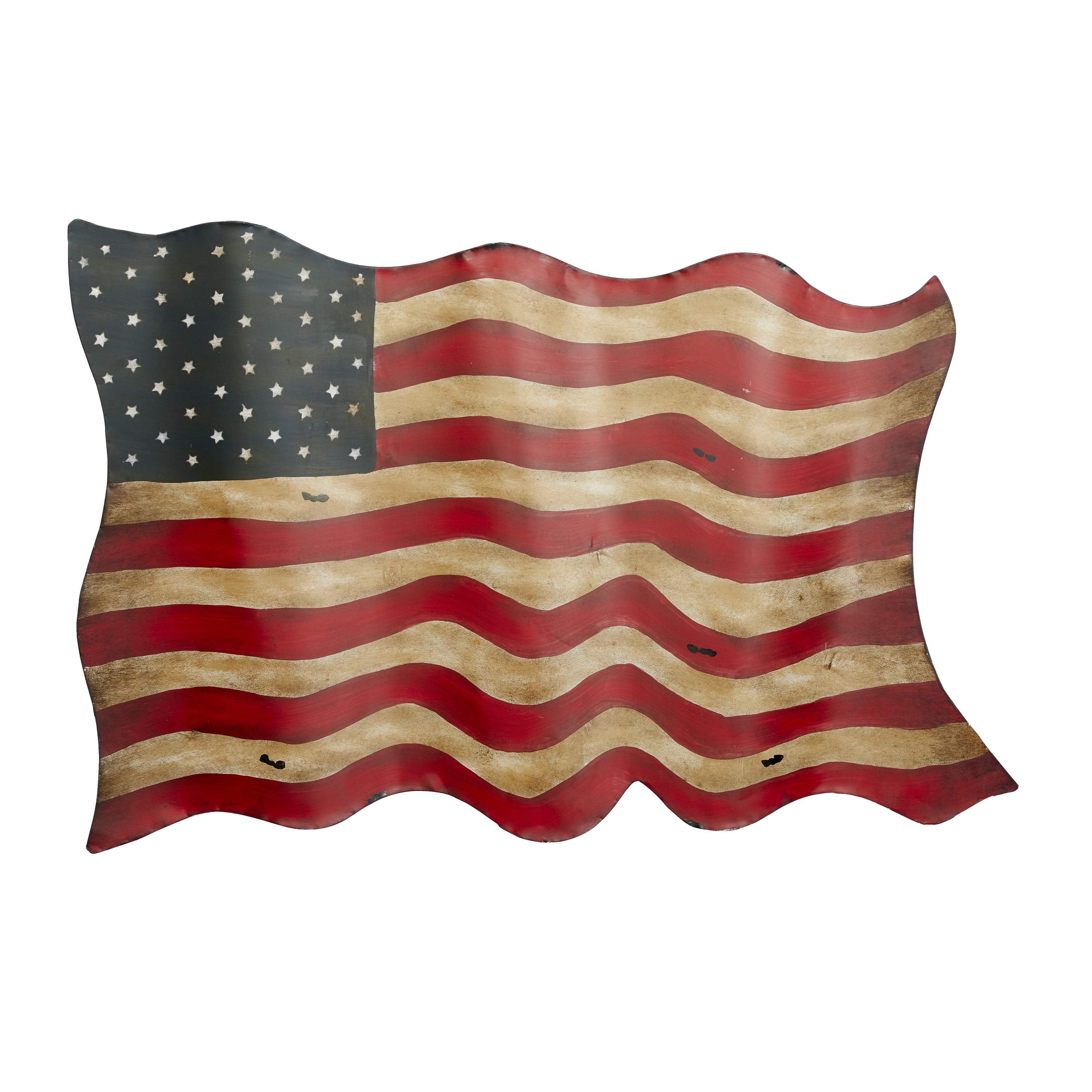 Vintage Red and Blue Iron American Flag Wall Sculpture