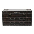 thumbnail image 1 of DecMode Vintage Wood Trunk Inspired Brown Coffee Table with Storage, 40"W x 21"H, 1 of 13