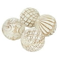 thumbnail image 1 of DecMode White 4" Handmade Carved Ceramic Orbs & Vase Filler with Varying Patterns (4 Count), 1 of 11