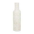 thumbnail image 1 of DecMode White  Bohemian Metal Vase with Distressed Weaving Pattern, 9" x 9" x 30", Features Neutral Woven Patterns, 1 of 12