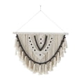 thumbnail image 1 of DecMode White Cotton Handmade Intricately Weaved Macrame Wall Decor with Beaded Fringe Tassels, 1 of 7