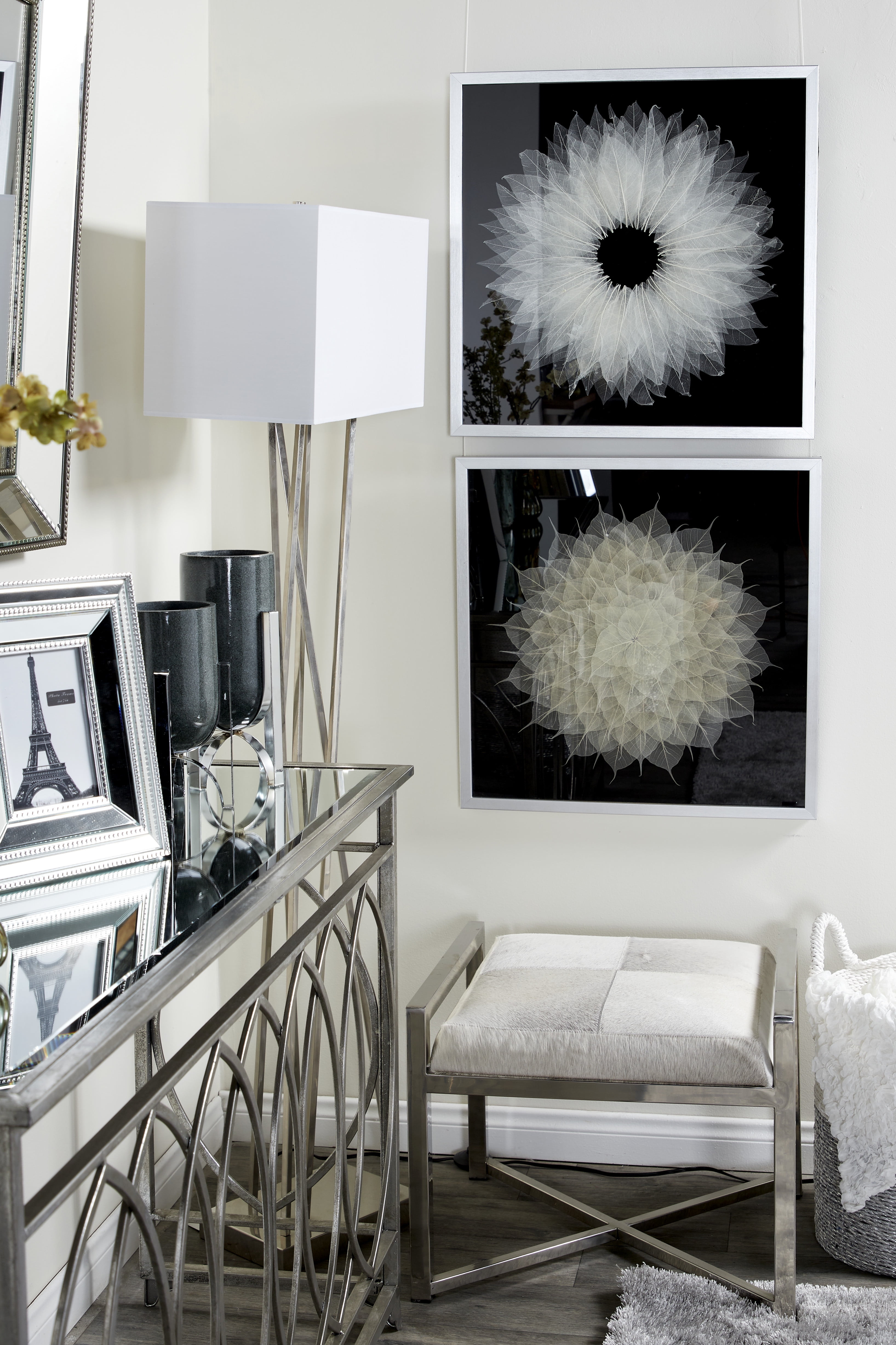 DecMode White Leaf Mandala Natural Wall Decor Shadow Box, 23.5" x 23.5"