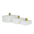 thumbnail image 1 of DecMode White Marble Decorative Box with Gold Finial, 3 Count, 1 of 8