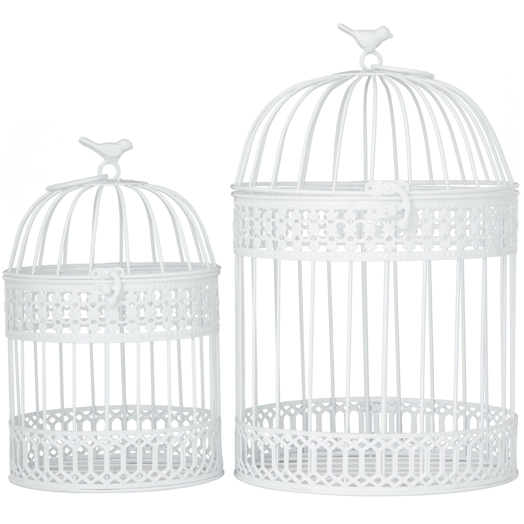 DecMode Bird Metal Birdcage with Latch Lock Closure and Hanging Hook, Set of 2