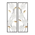 thumbnail image 1 of DecMode White Metal Dimensional Floating Floral Wall Decor with Black and Gold Accents (2 Count), 1 of 14