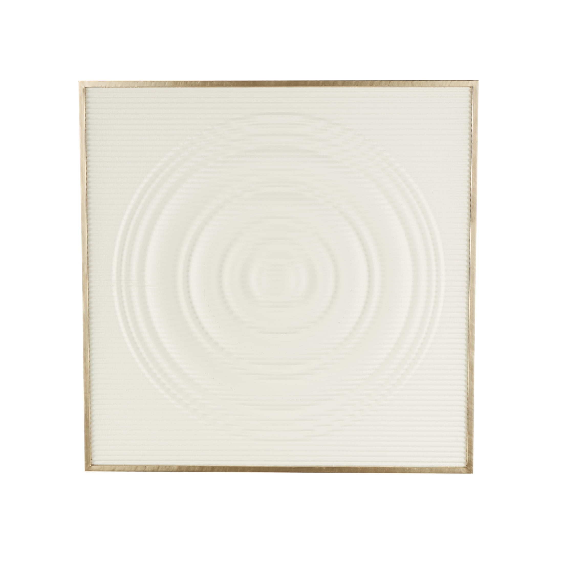 DecMode White Metal Ribbed Geometric Wall Decor with Brass Frame