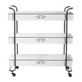 thumbnail image 1 of DecMode 32" x 35" White Metal Kitchen Rolling 3 Shelves Bar Cart with Black Accents and Farm House Design, 1-Piece, 1 of 11