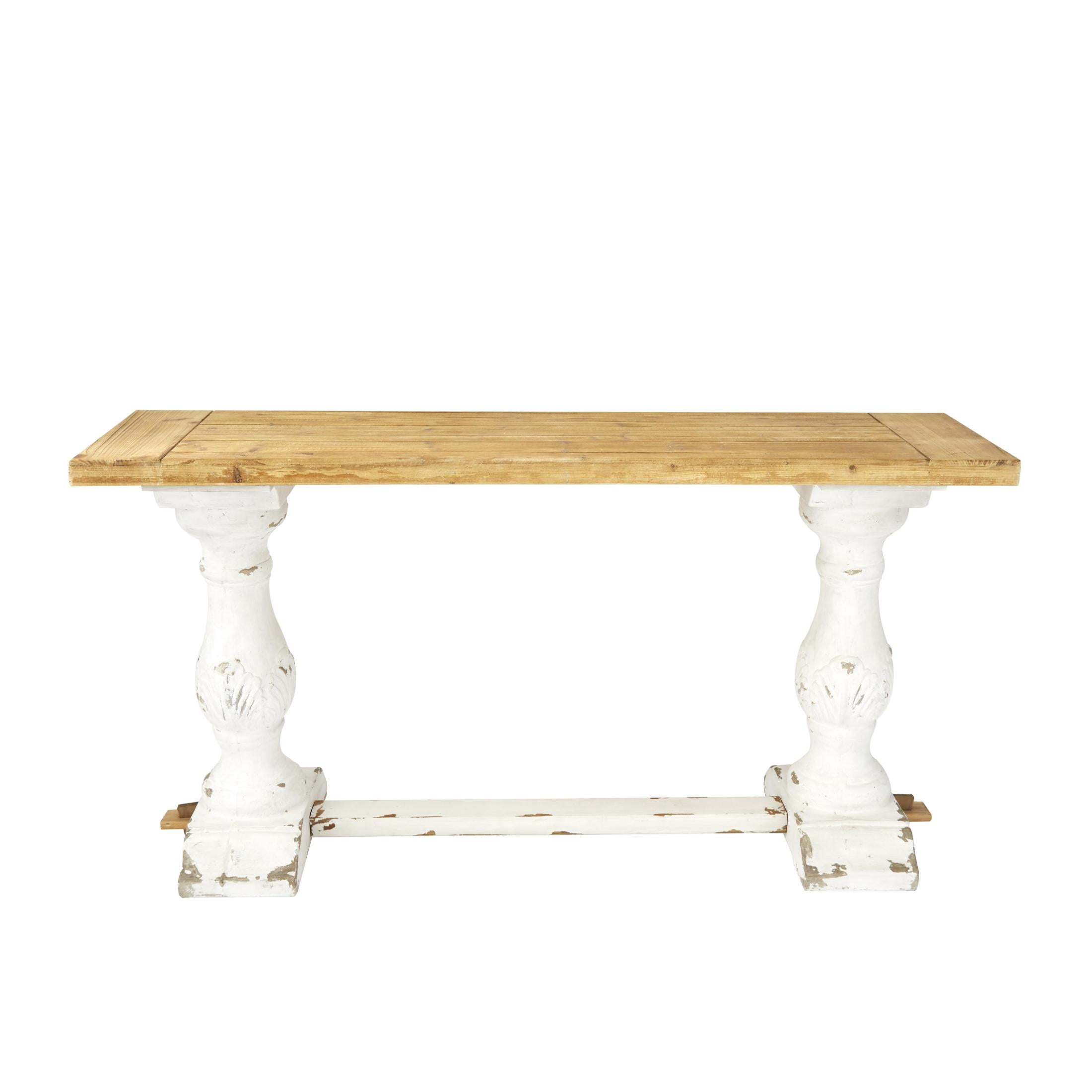 DecMode White Vintage Long Carved Ornate Wood Console Table, 59"W x 29 ...