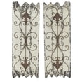 thumbnail image 1 of DecMode White Wooden Distressed Fleur De Lis Wall Decor with Rust Metal Scrolls (2 Count), 1 of 16