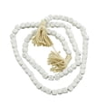 thumbnail image 1 of DecMode White Wood Bohemian Garland Décor with Geometric Bead Details and Cream Cotton Tassel, 81"L, 1 of 7