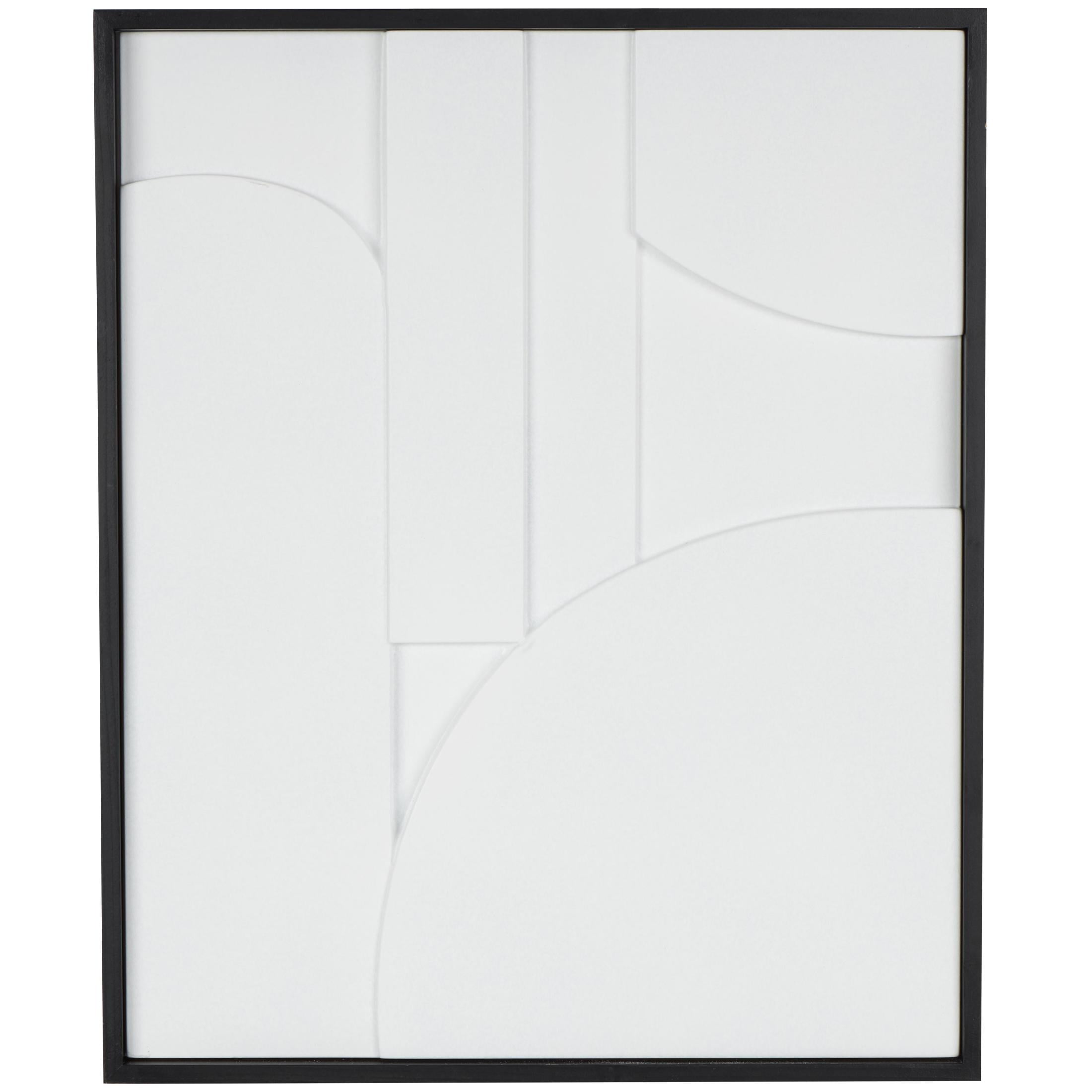 26" x 31" Dimensional Curved Art Deco Geometric Framed Wall Art with Black Wooden Frame, by DecMode