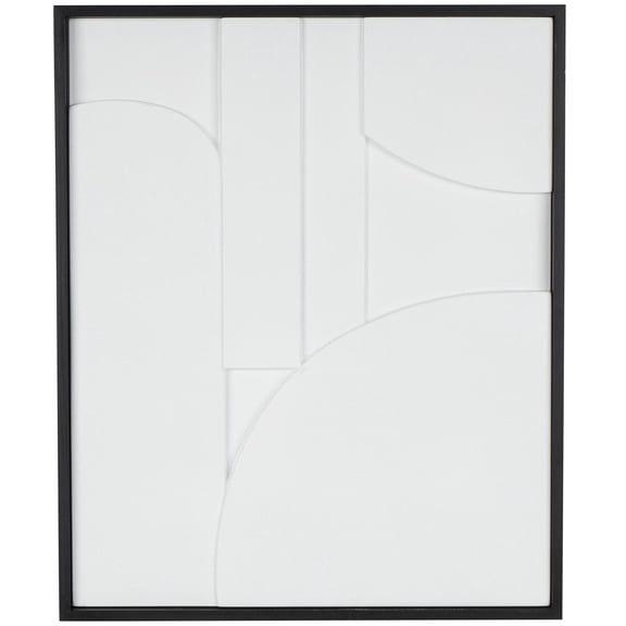 26" x 31" Dimensional Curved Art Deco Geometric Framed Wall Art with Black Wooden Frame, by DecMode
