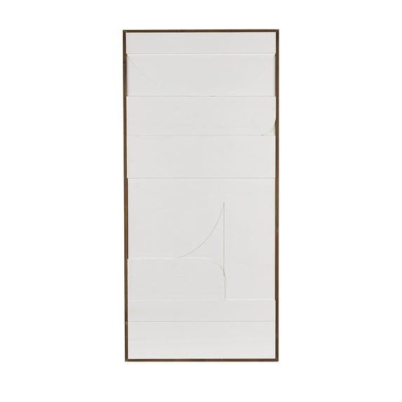 DecMode White Wood Dimensional Geometric Shaped Geometric Wall Decor with Brown Wooden Frame