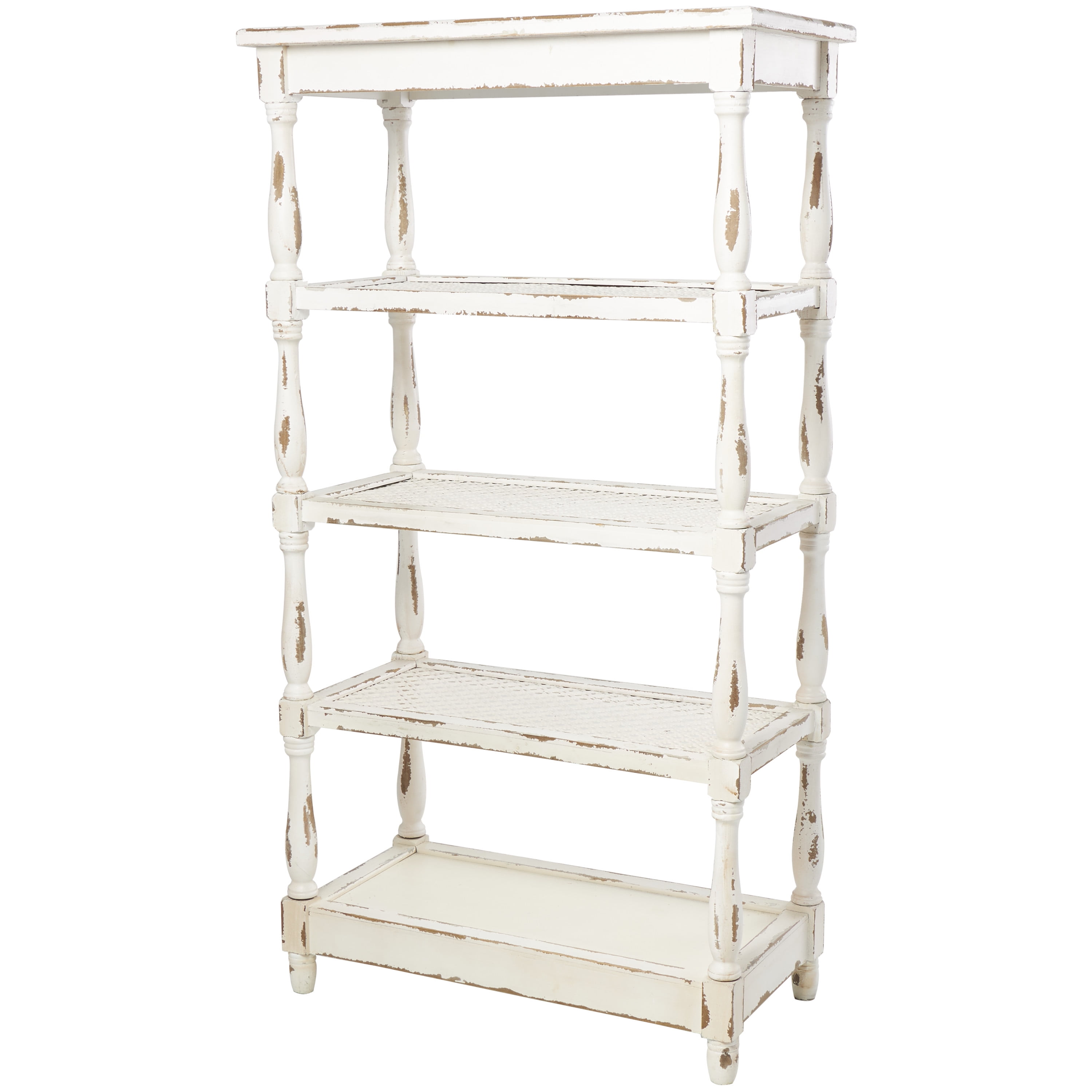 METAL BOOK STAND IN DISTRESSED WHITE FINISH 