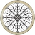 thumbnail image 1 of DecMode Cream Wood Window Inspired Scroll Wall Decor with Metal Scrollwork Relief, 1 of 14