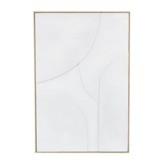 33" x 49" Geometric Framed Wall Art with Abstract Circles and Brown Wooden Frame, by DecMode