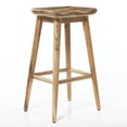 thumbnail image 1 of DecMode Wood Bar Stool with Black Metal Base, Brown, 1 of 10