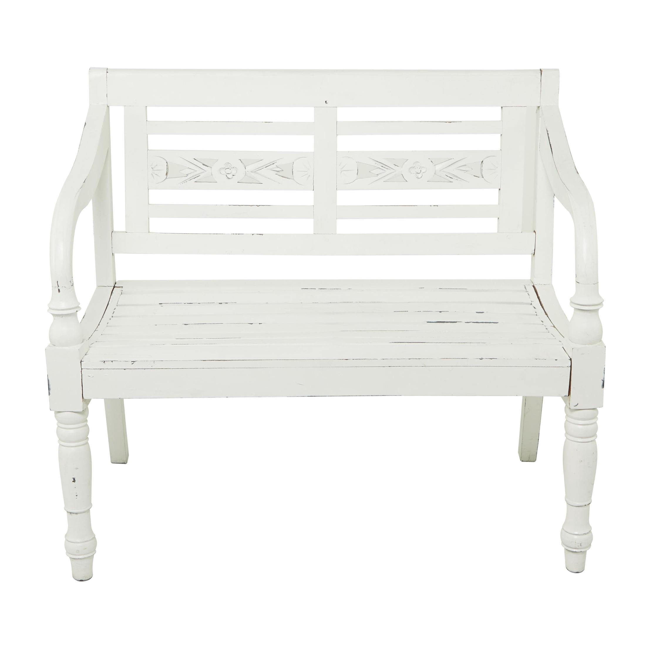 DecMode Wood Bench, White