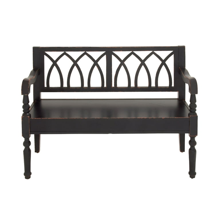 Small black sale bench with back