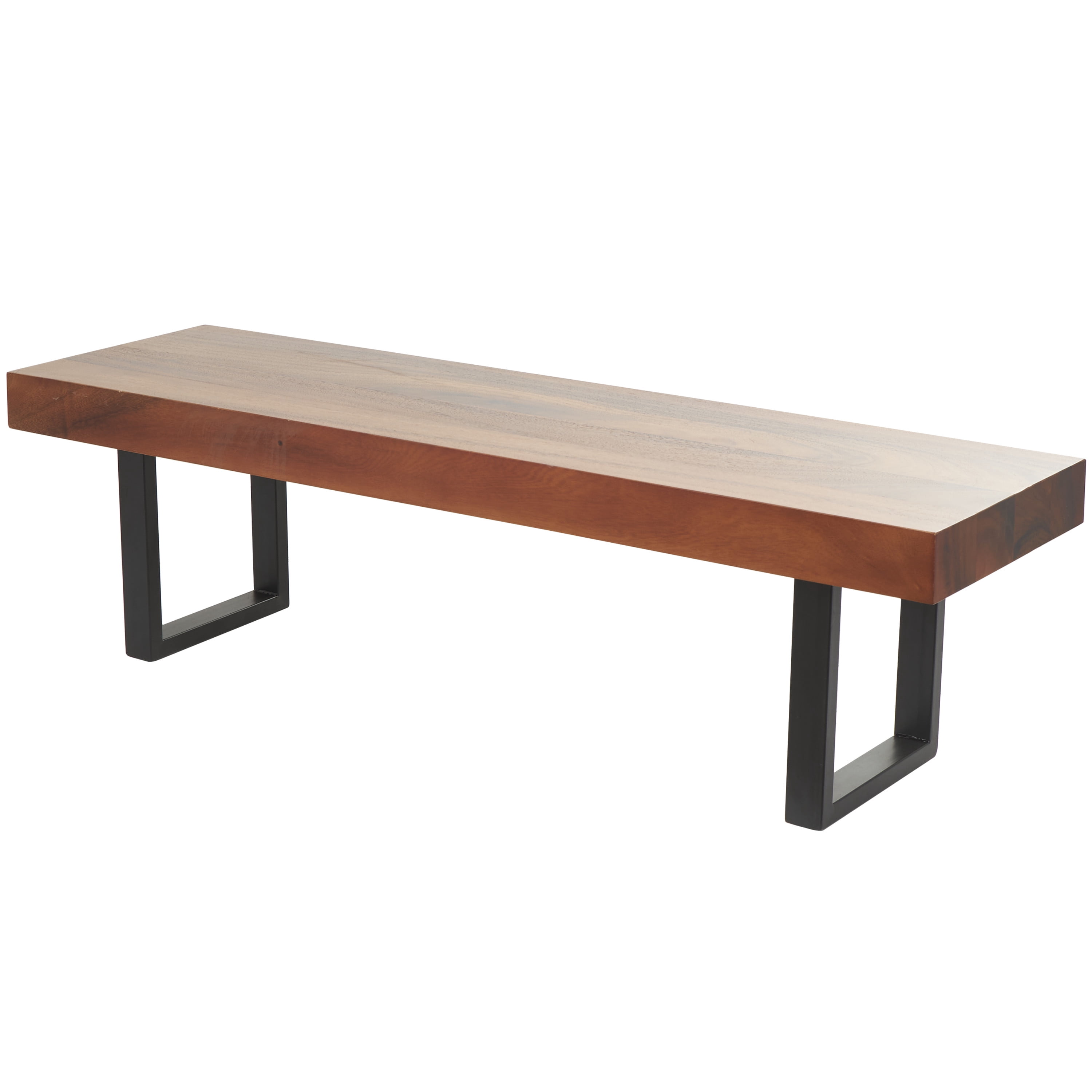 DecMode Wood Bench with Black Metal Legs, Brown