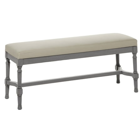 DecMode Wood Bench with Burlap Seat, Gray