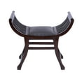 thumbnail image 1 of DecMode Wood Bench with Faux Leather Seat, Dark Brown, 1 of 8