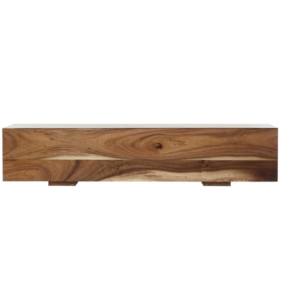 DecMode Wood Block Bench with Elevated Base, Brown