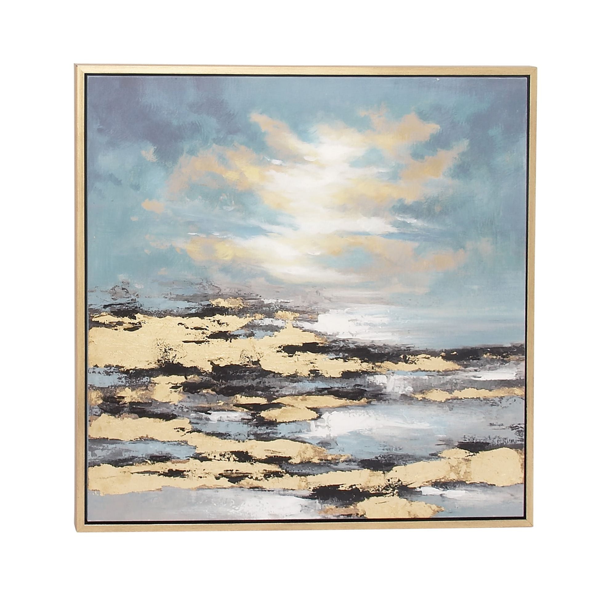 Blue and Gold Abstract Landscape Canvas Wall Art