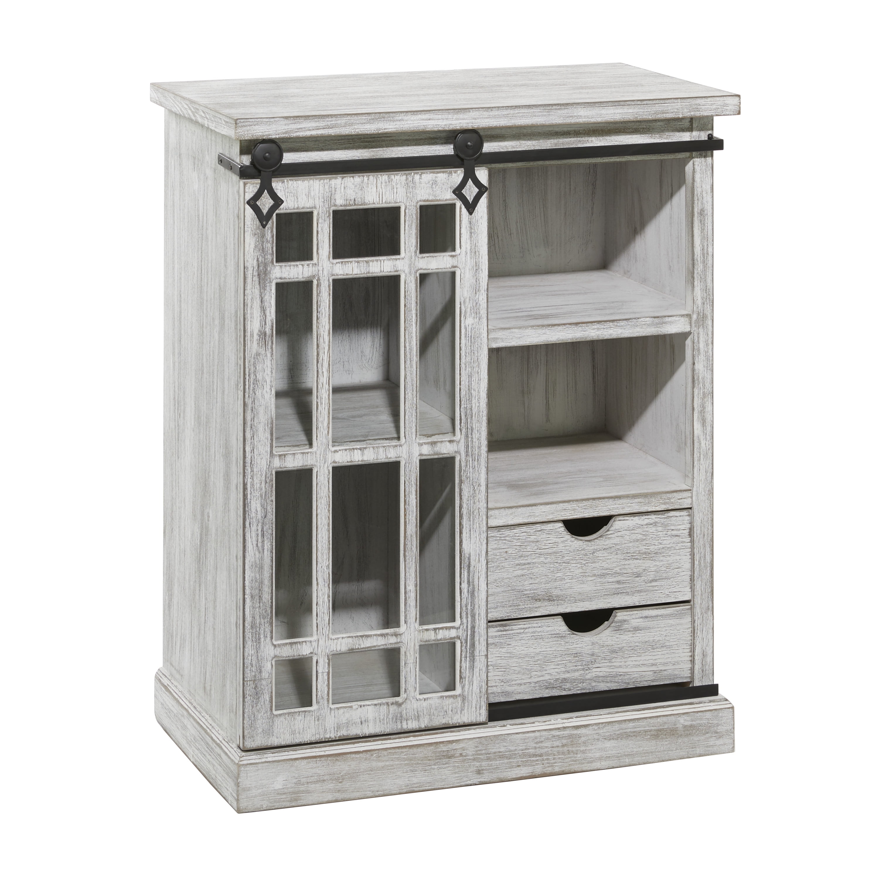 DecMode Wood Farmhouse Cabinet, White, 28"W, 34"H