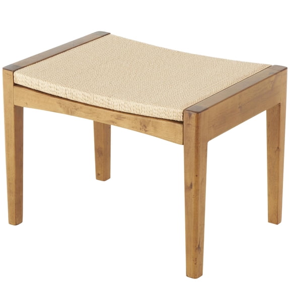 DecMode Wood Handmade Traditional Stool with Rope Wrapped Seat, Brown