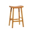 thumbnail image 1 of DecMode Faux Leather Handmade Woven Bar Stool with Wood Frame, Brown, 1 of 9