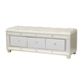 thumbnail image 1 of DecMode Wood Mirrored 3 Drawer Bench with Upholstered Seat, Cream, 1 of 10