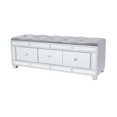 thumbnail image 1 of DecMode Velvet Mirrored 3 Drawer Storage Bench with Upholstered Seat, Gray, 1 of 16
