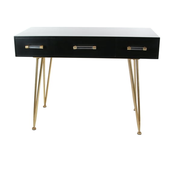 DecMode Wood Modern Console Table, Black Gold, 42"W