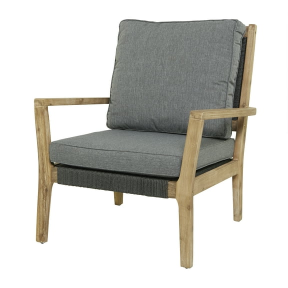 DecMode Wood Outdoor Chair with Cushions - Dark Gray