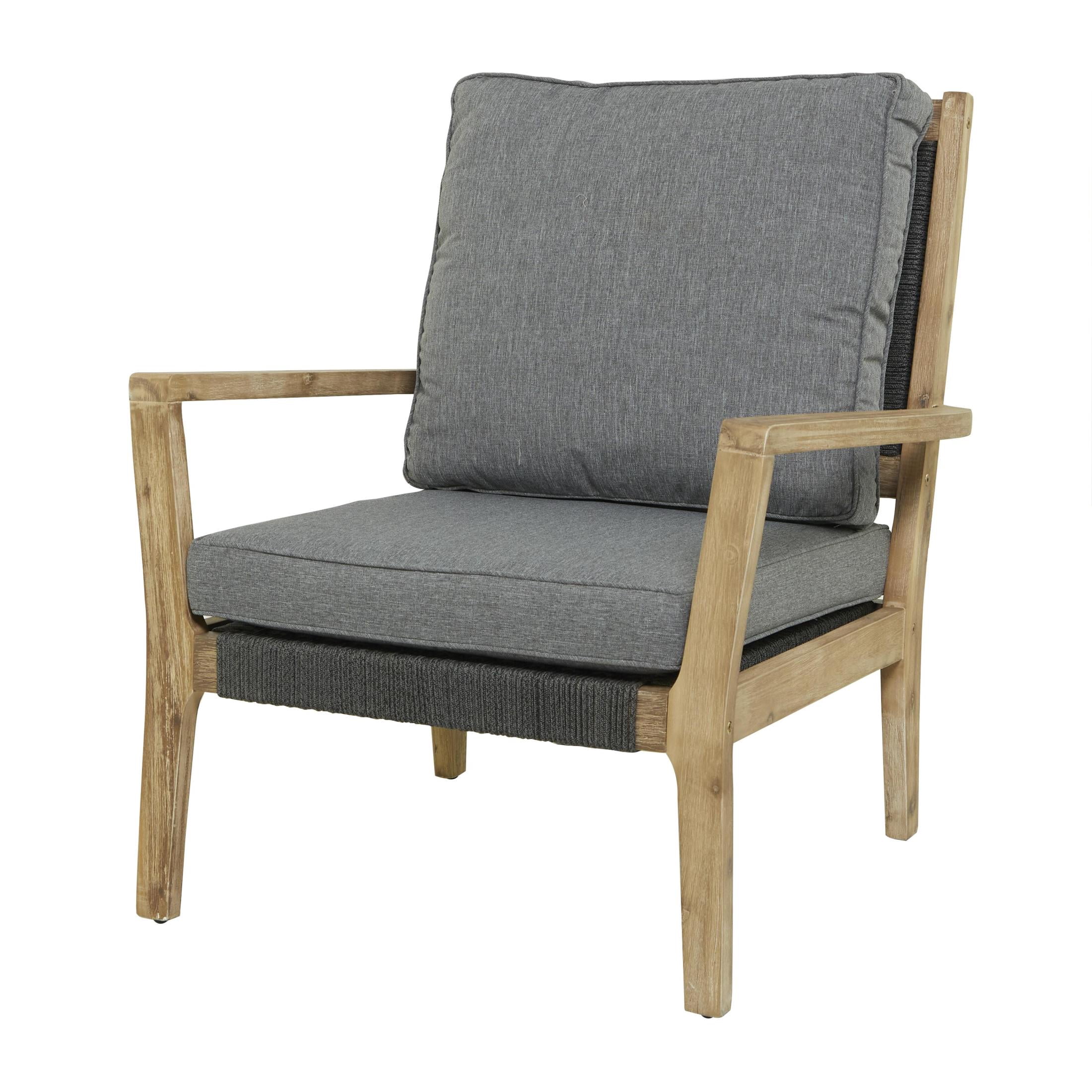 DecMode Wood Outdoor Chair with Cushions - Brown