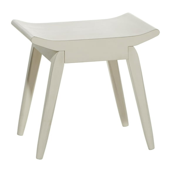 DecMode Wood Curved Stool, White