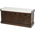 thumbnail image 1 of DecMode Wood Storage Bench with Upholstered Seat, Brown, 1 of 14